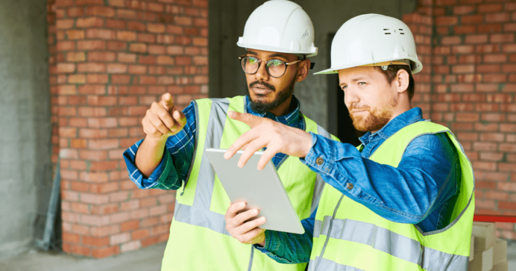 Two utility workers with tablet