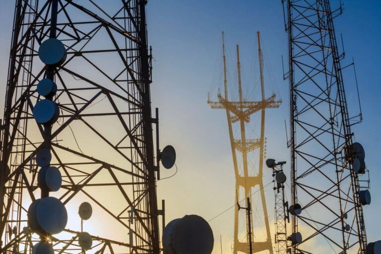 Telcom towers at sunrise