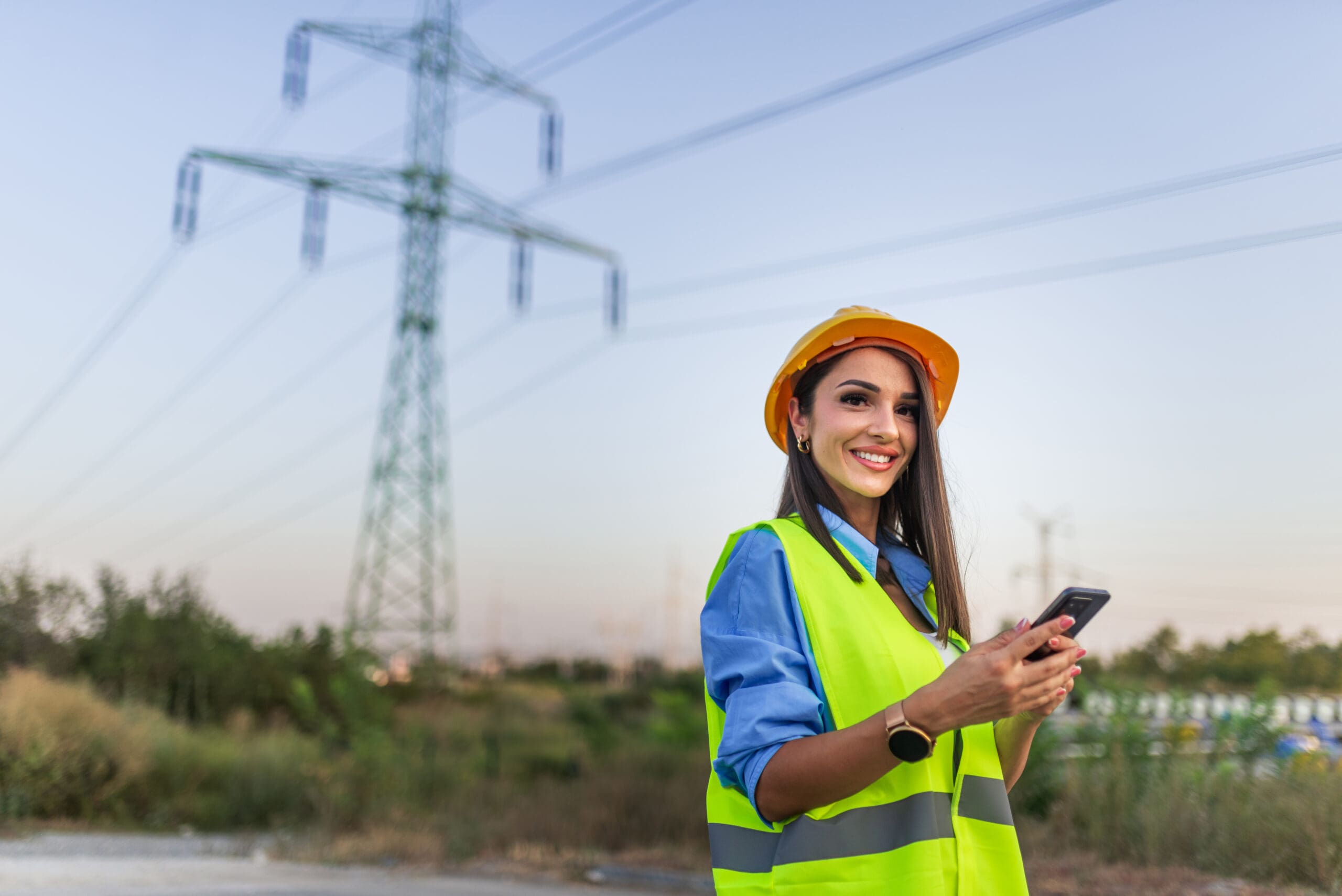 Electrical engineer using EpochField Mobile near power lines