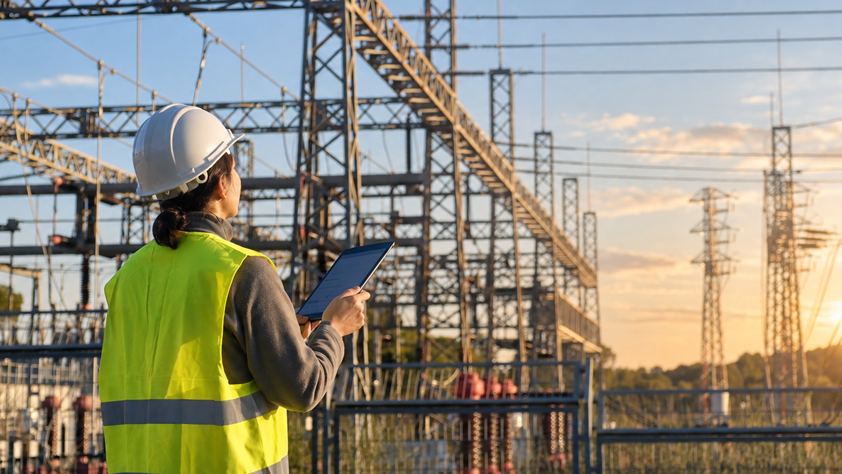 Utility technician using EpochField to inspect electrical infrastructure